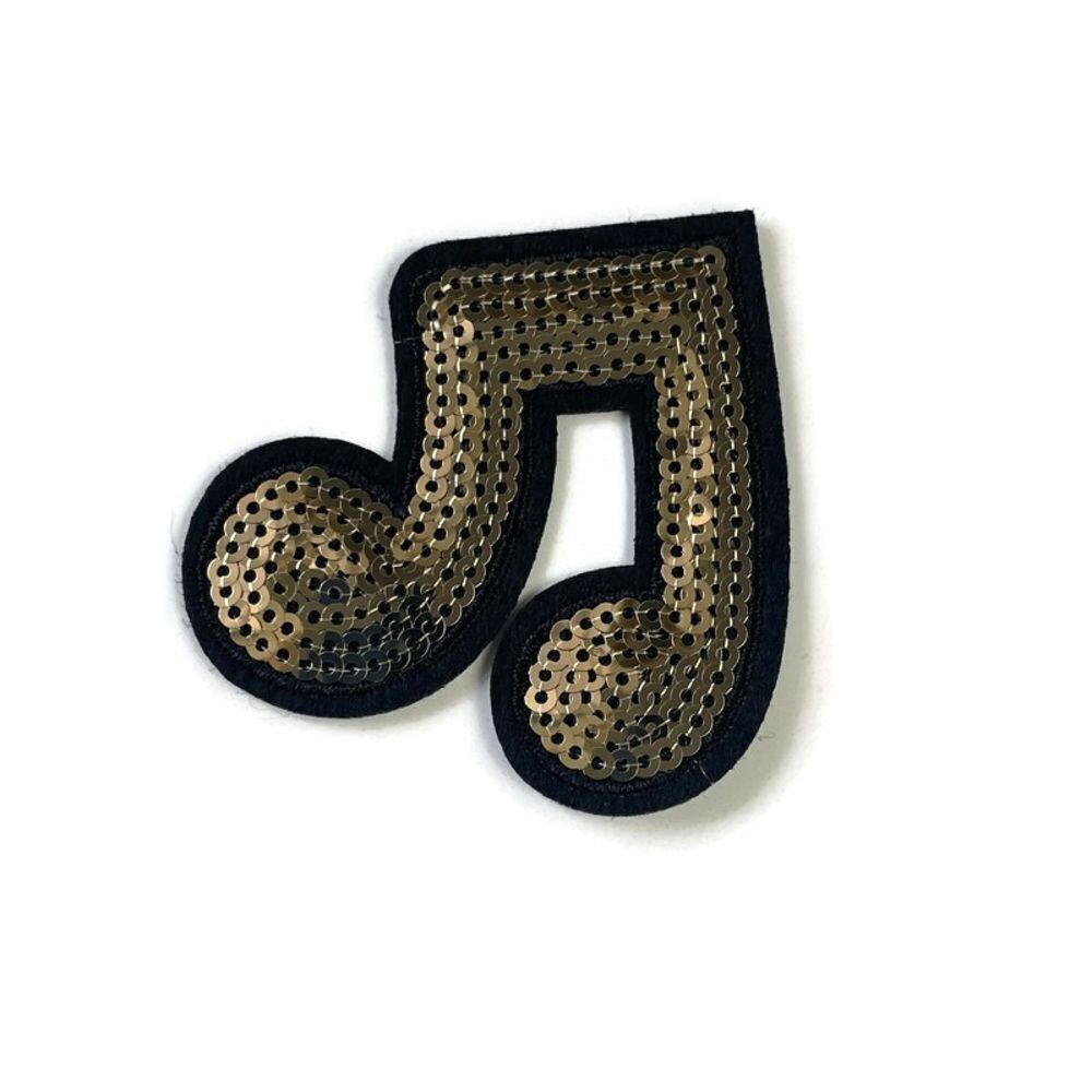 Musical Note Gold Sequins Patch